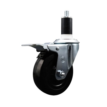 Service Caster 4'' Hard Rubber Swivel 1-3/8'' Expanding Stem Caster Total Lock Brake SCC-EXTTL20S414-HRS-138